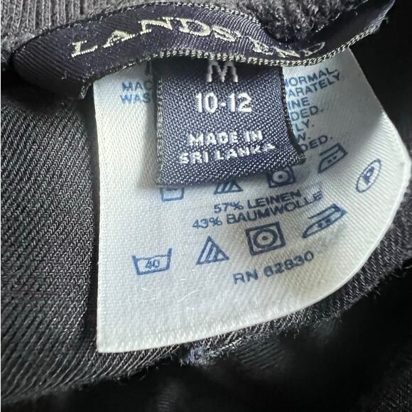 Lands’ End Navy Navy Linen Blend Elastic Drawstring Waist Wide Leg Pants Medium - Picture 4 of 5